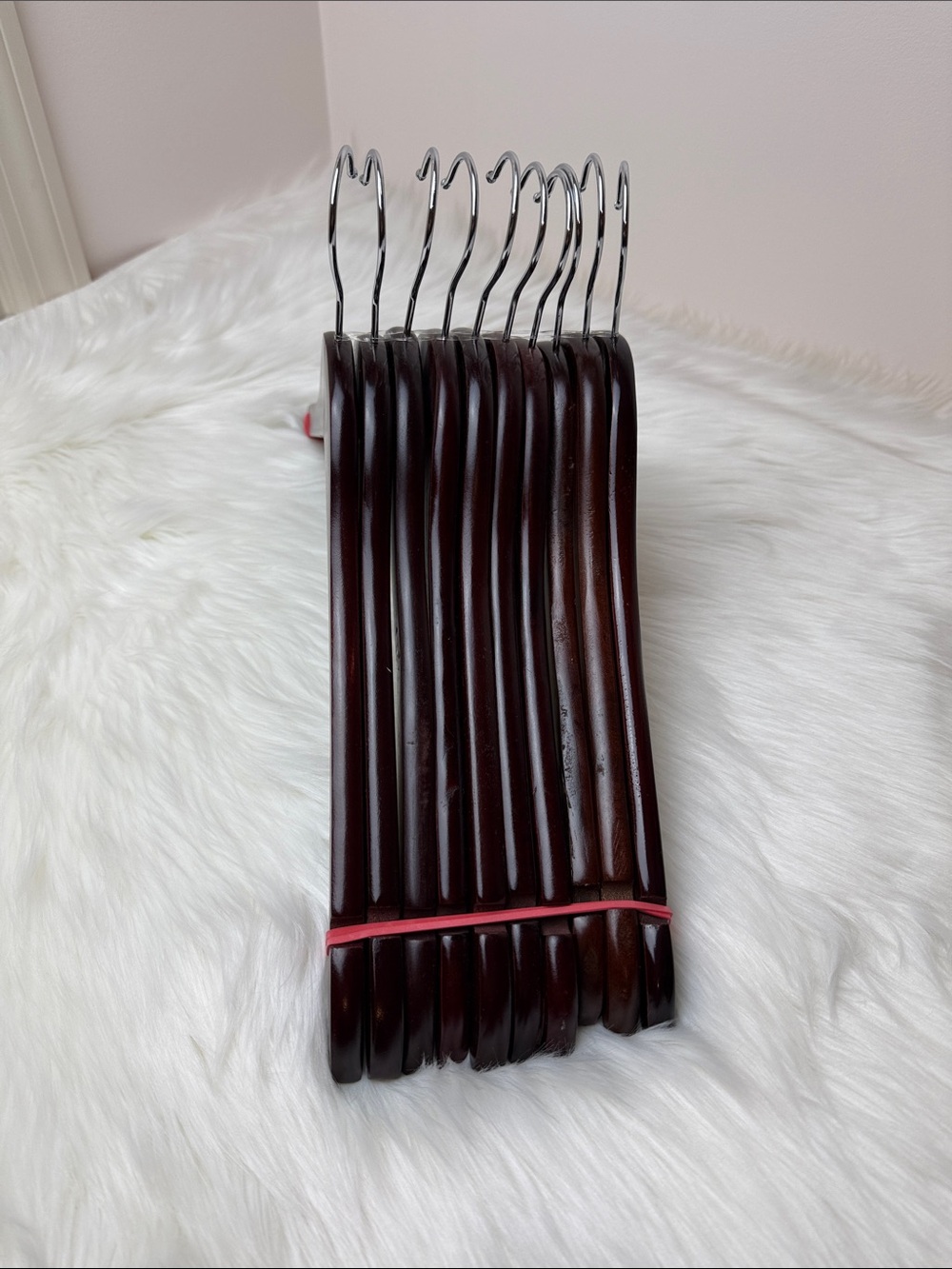 Wooden Shirt Hangers - Set of 10 in Dark Cherry Finish